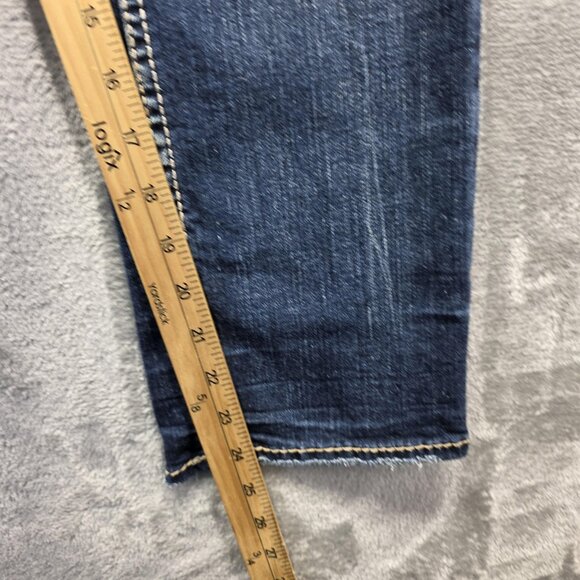 Silver Jeans Co Jeans Womens 28 Blue Aiko Mid Capri Distressed Embroidered Denim - Picture 9 of 11